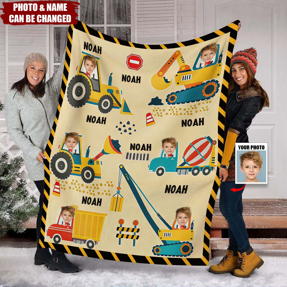 Custom Photo Dump Truck Personalized Kids Construction Machine Blanket