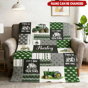 Just A Boy Who Loves Tractors Personalized Construction Vehicle Truck Blanket