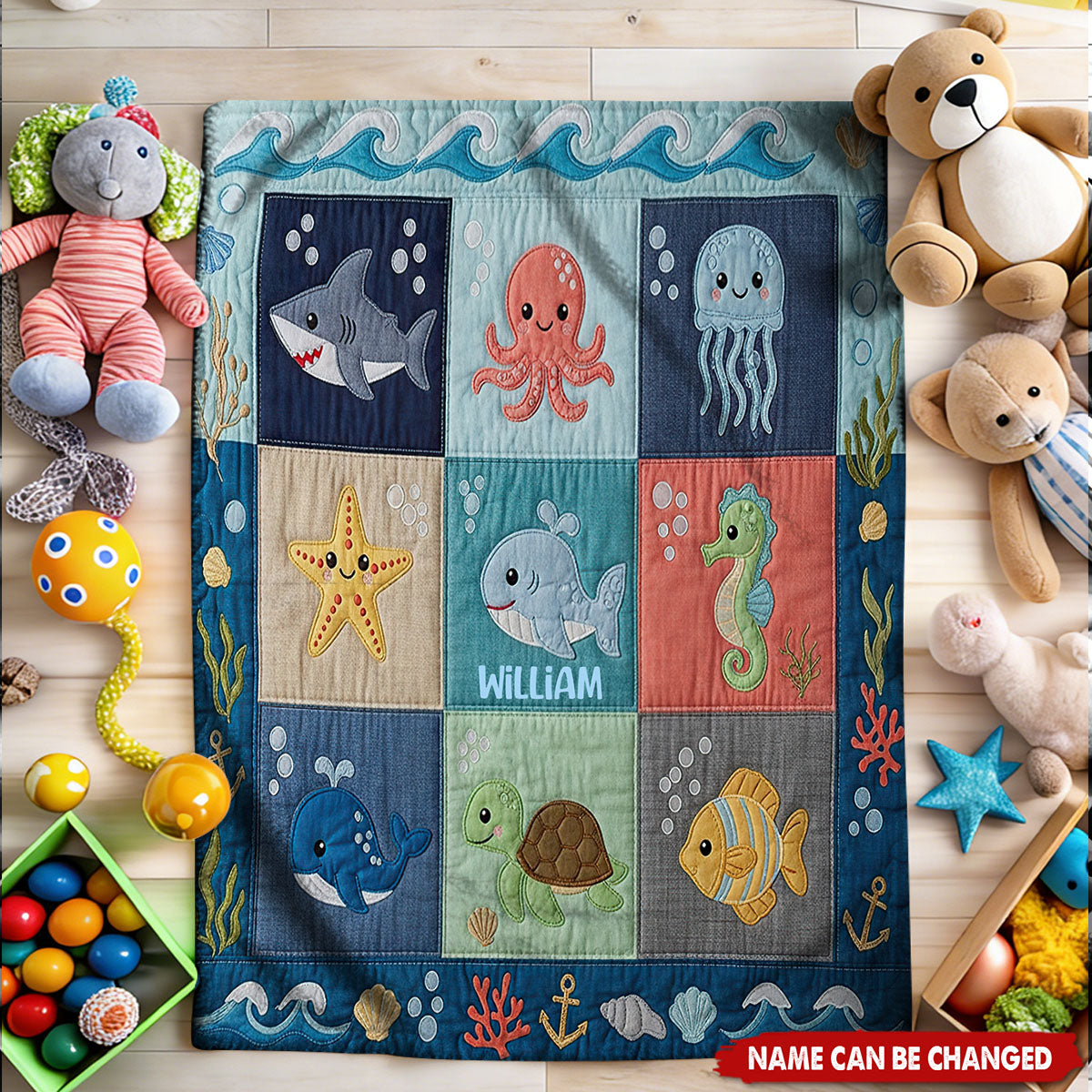 Cute Sea World - Personalized Kid Blanket