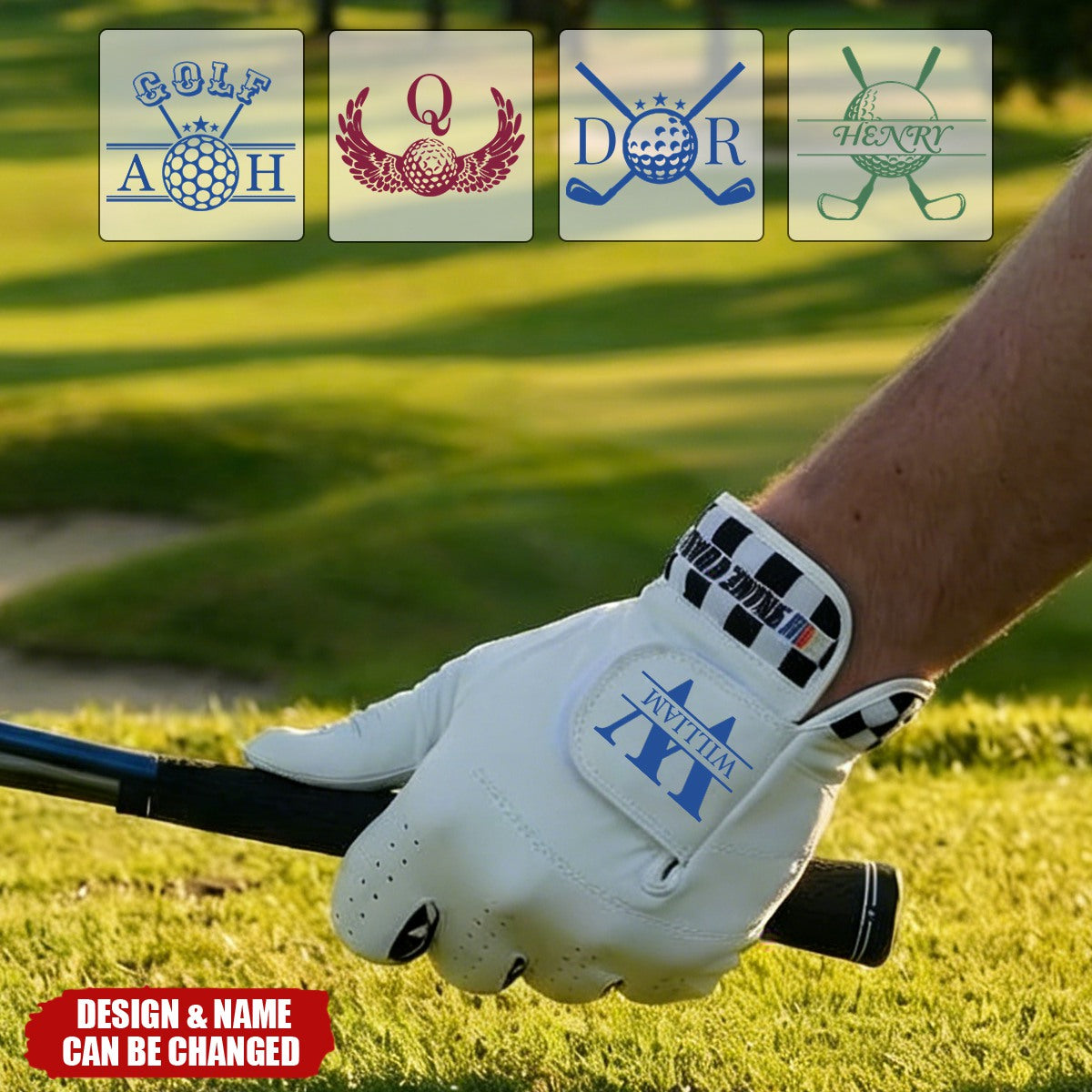 Custom Initials Personalized Men’s Leather Golf Glove - Gift for Golf Lovers
