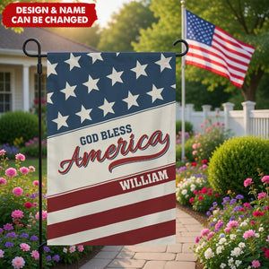 Personalized Name Stars and Stripes Garden Flag Yard Porch Decor Patriotic Independence Day Gift for American