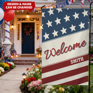 Personalized Name Stars and Stripes Garden Flag Yard Porch Decor Patriotic Independence Day Gift for American