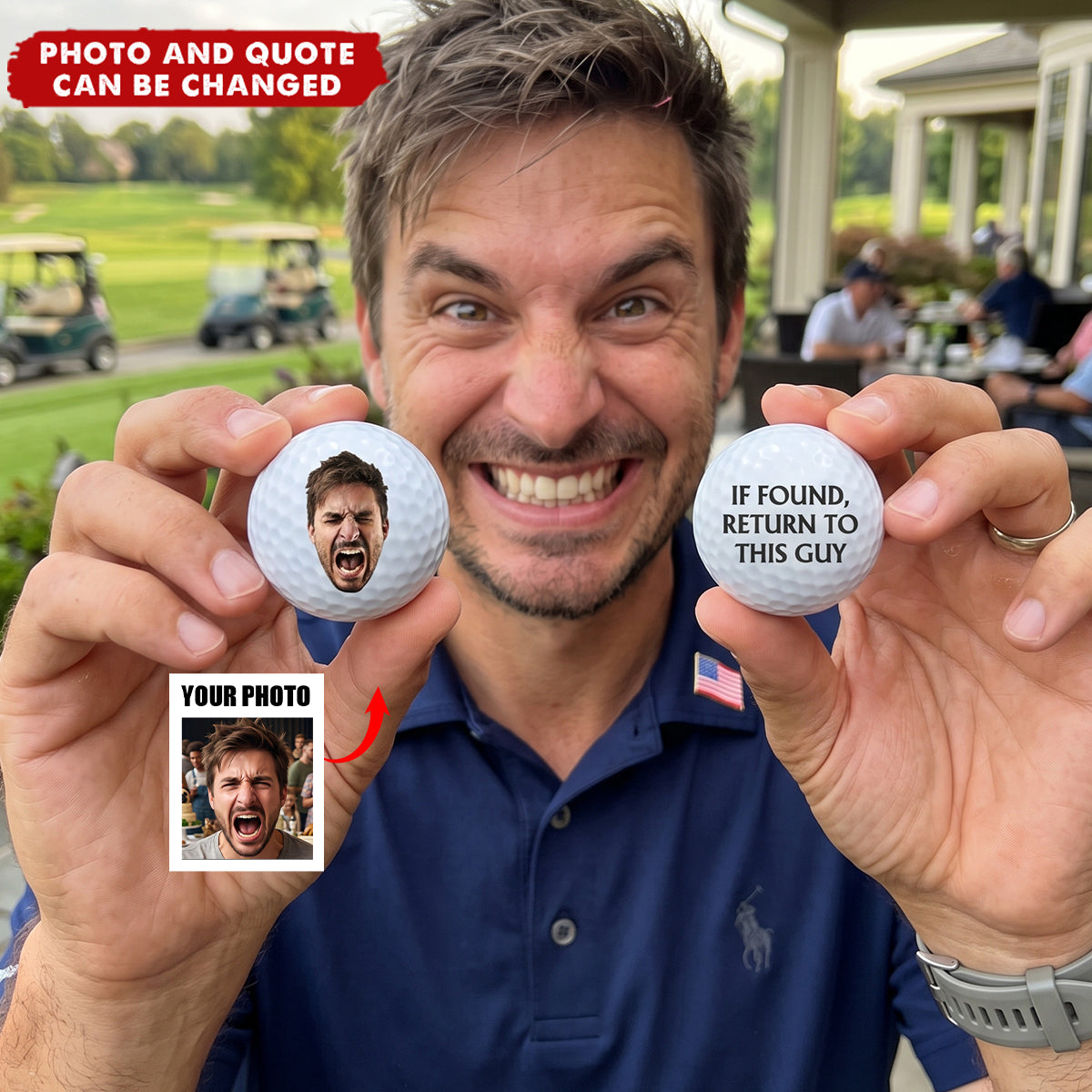 Custom Photo If Found Return To This Guy - Gift For Dad, Father, Grandpa, Golfer, Golf Lover - Personalized Golf Ball