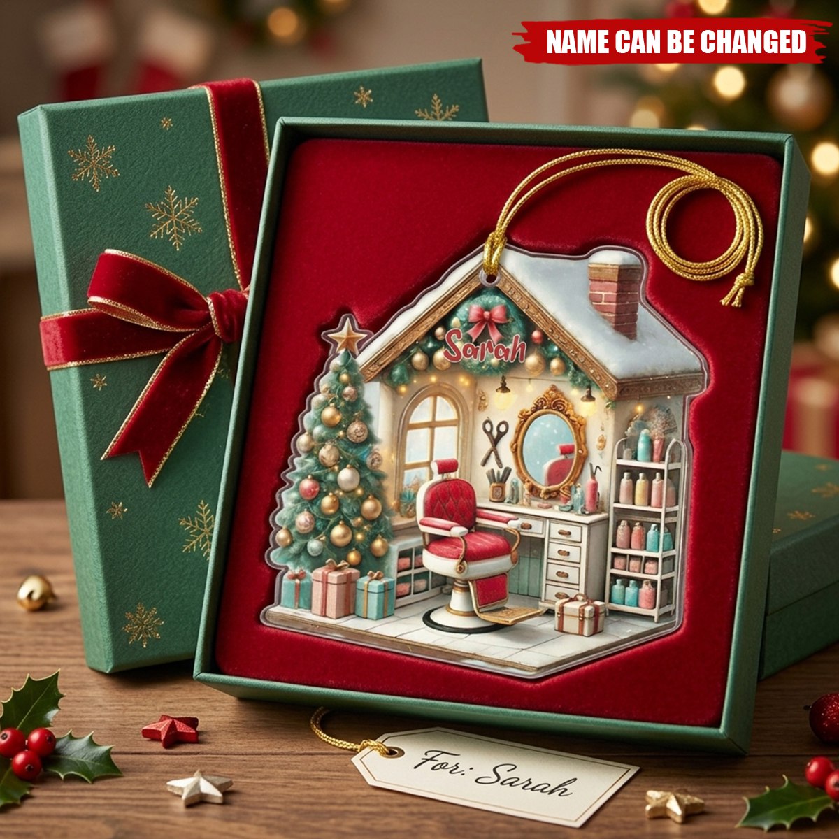 Hair Salon Christmas Tree Personalized Ornament, Gift For Hairdresser