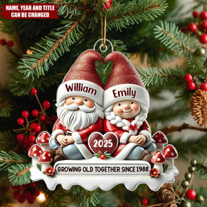 3D Effect Dwarf Couple - Personalized Christmas Acrylic Ornament