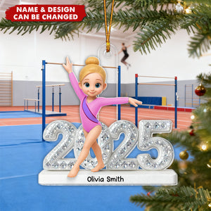 3D Shining Effect Christmas Gymnastic Girl - Personalized Christmas Acrylic Ornament