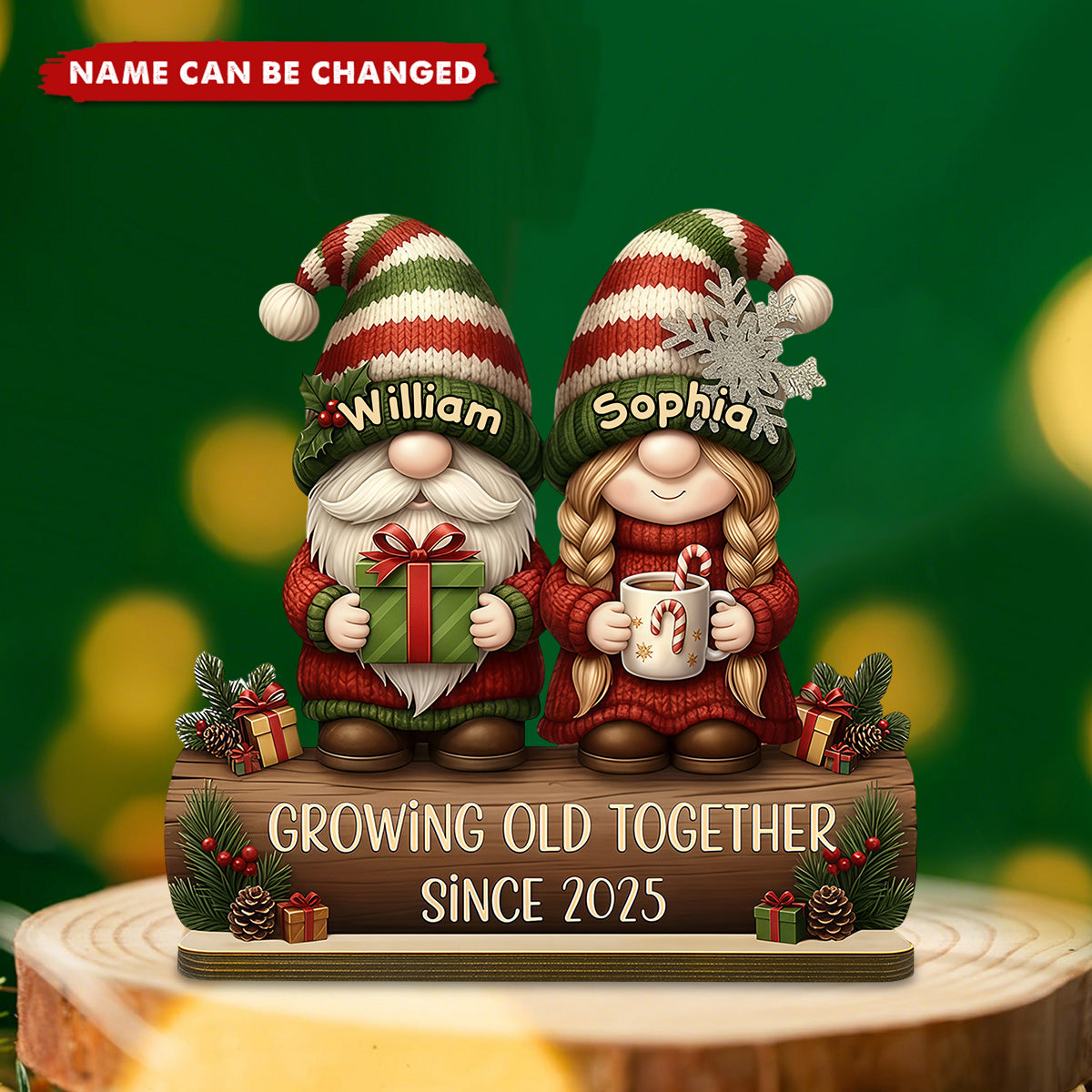 Custom Couple Growing Old Together Plaque - Personalized Standing Wooden Plaque