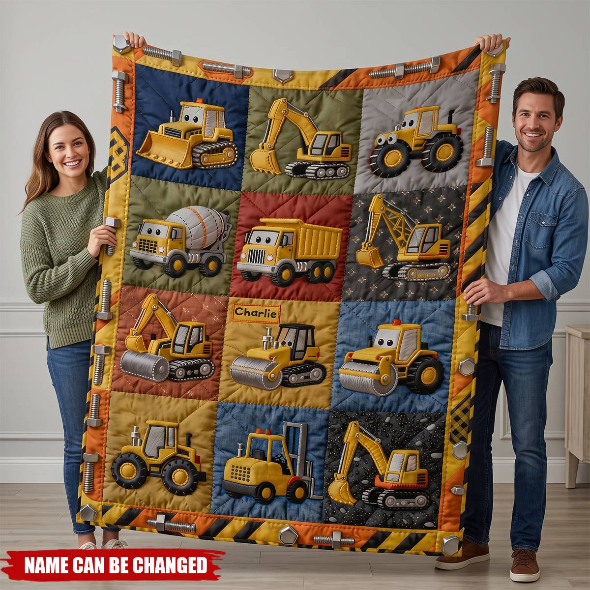 Construction Machines - Personalized Kid Blanket