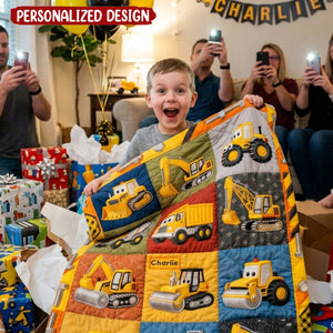 Construction Machines - Personalized Kid Blanket