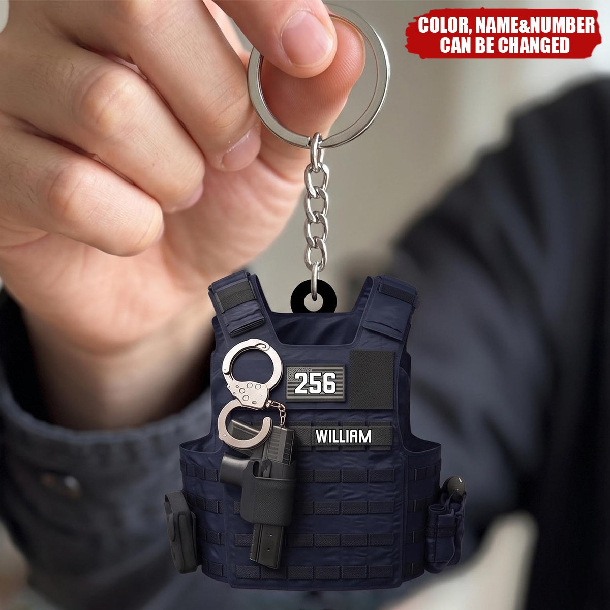 Personalized Police Bulletproof Vest Acrylic Keychain