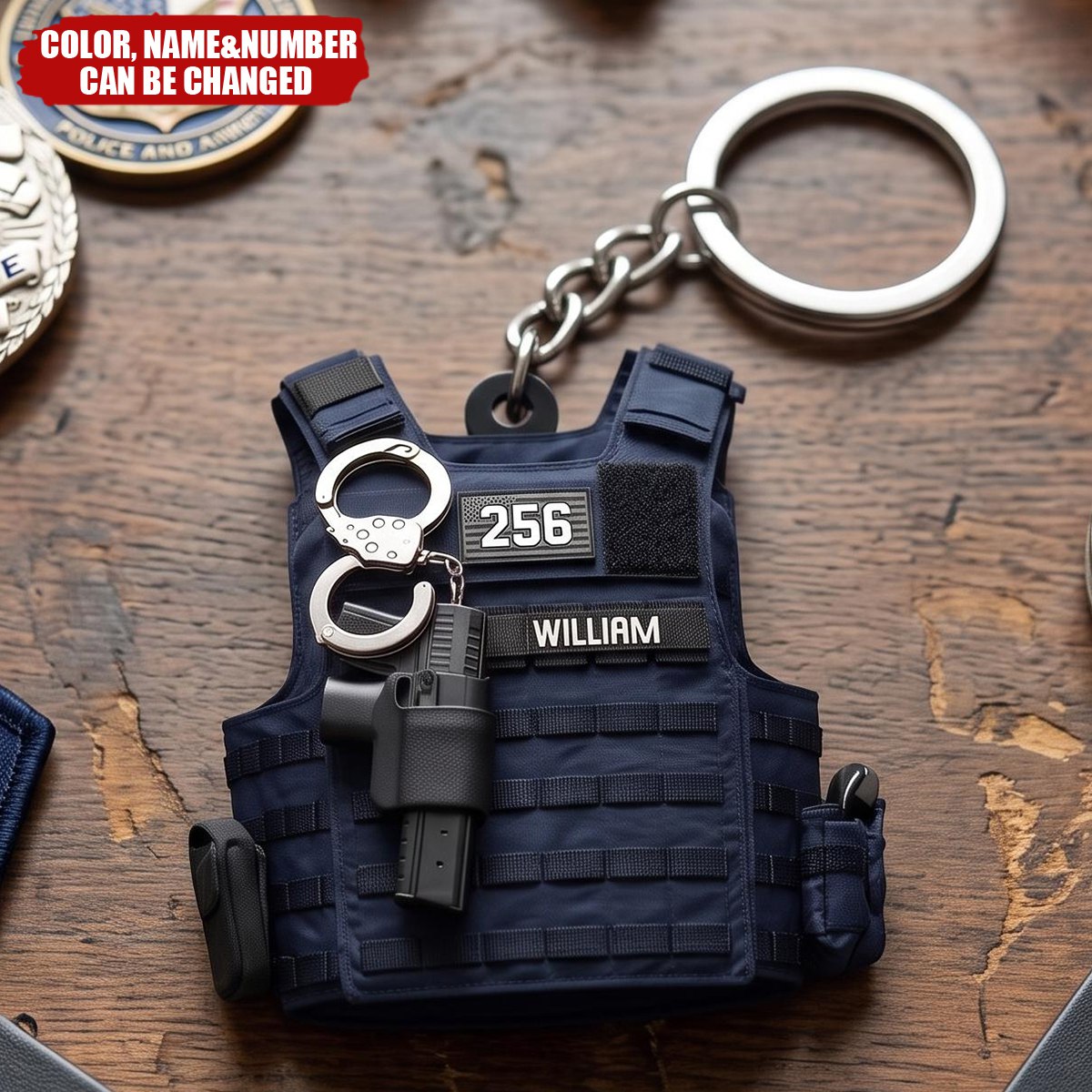 Personalized Police Bulletproof Vest Acrylic Keychain