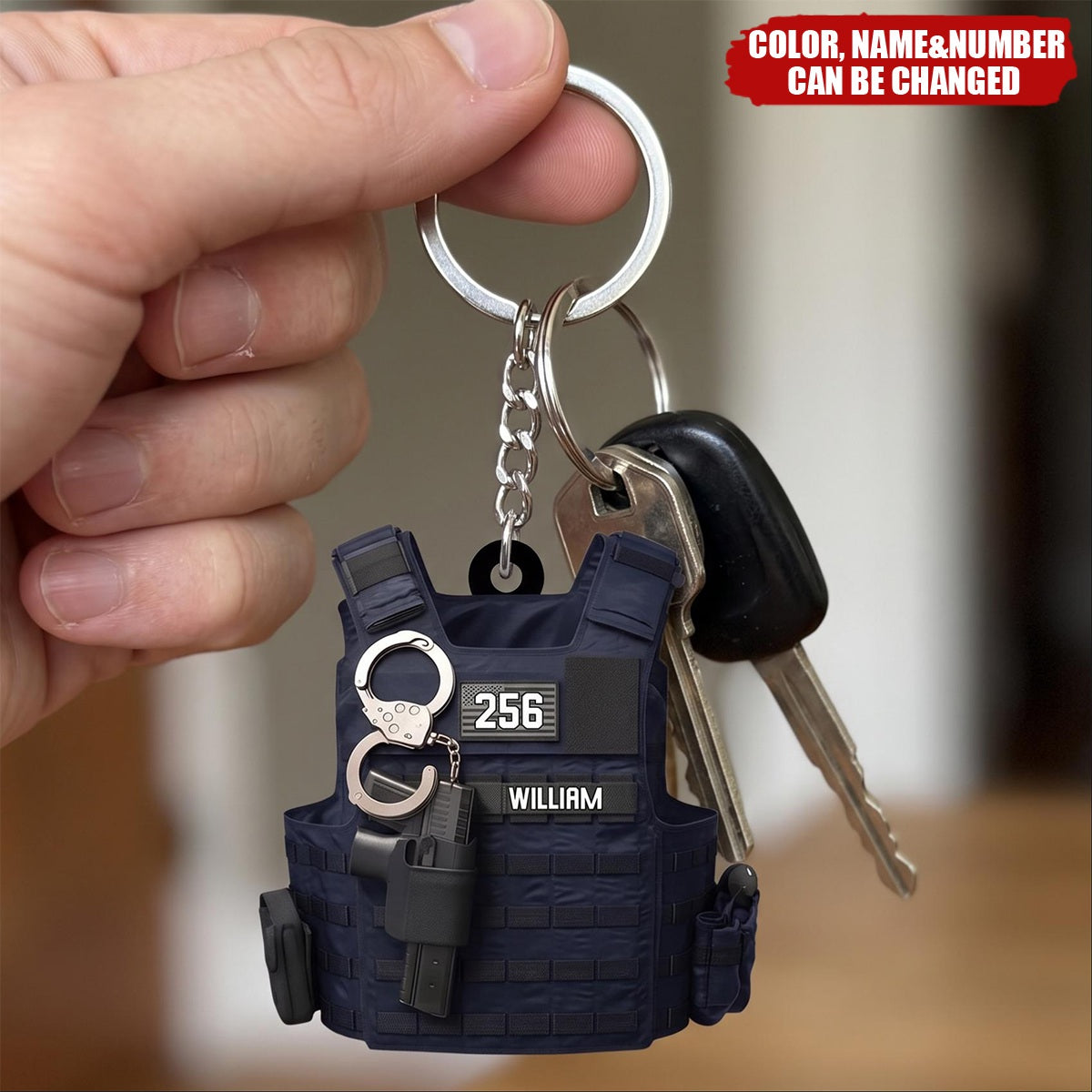 Personalized Police Bulletproof Vest Acrylic Keychain