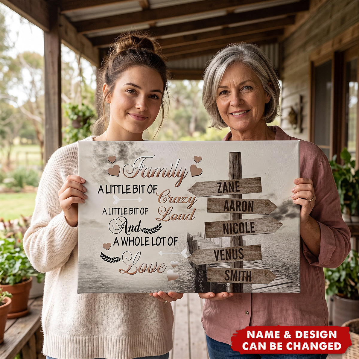 Family A Little Bit Of Crazy - Personalized Canvas - Gift For Family