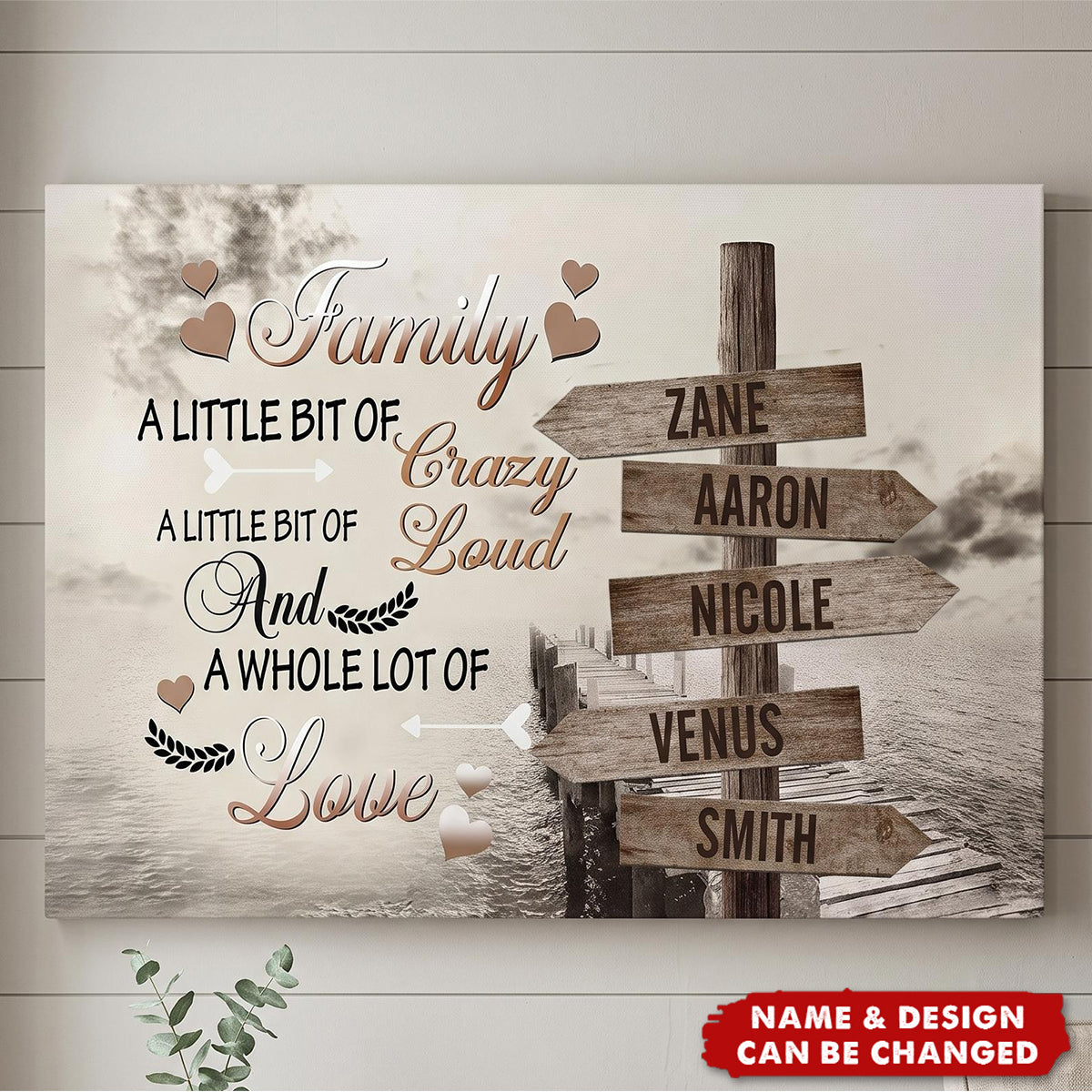 Family A Little Bit Of Crazy - Personalized Canvas - Gift For Family