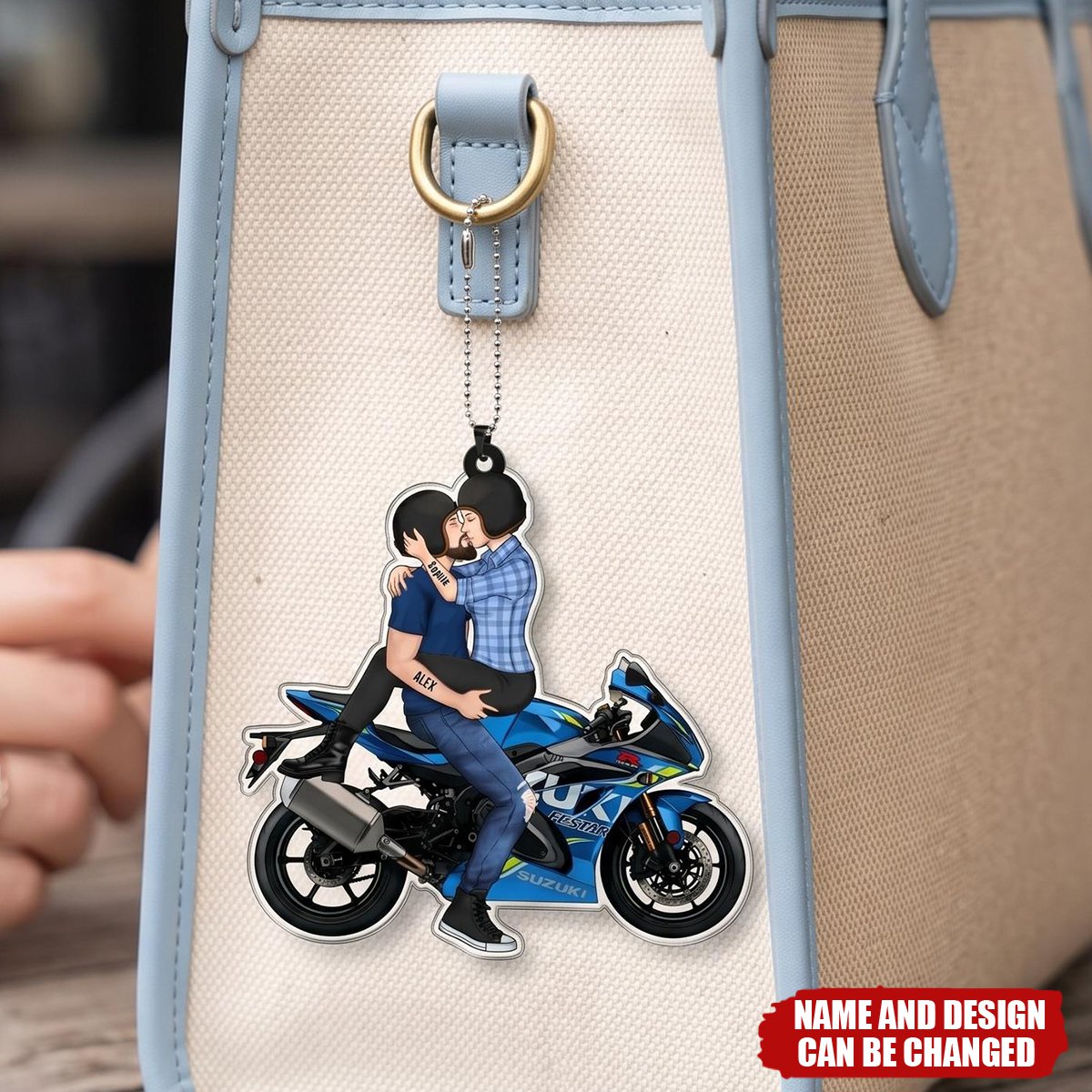 Kissing Couple - Personalized Car Acrylic Ornament - For Him, For Her, Motorcycle Lovers