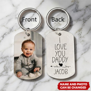 Personalized Photo Keychain Gift For Dad-I Love You Daddy-Custom Keychain with Picture-Special Gift For Father-Gift From Kids