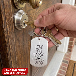 Personalized Photo Keychain Gift For Dad-I Love You Daddy-Custom Keychain with Picture-Special Gift For Father-Gift From Kids