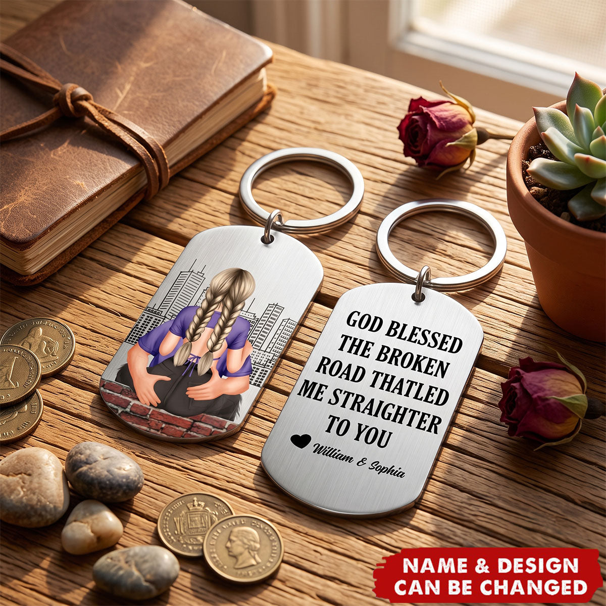 Drive Safe - Personalized Engraved Stainless Steel Keychain - Perfect Gift For Couples