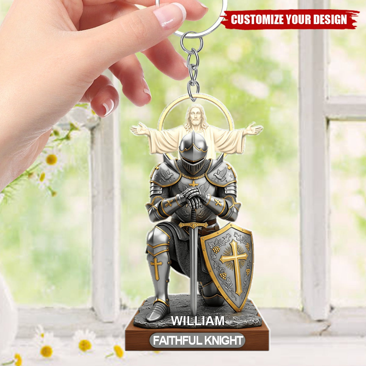 Christian Faithful Knight Acrylic Keychain - Personalized Gifts For Christian