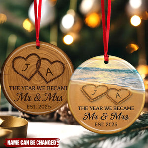 Custom Ceramic Ornament - Personalized Anniversary Christmas Ornament