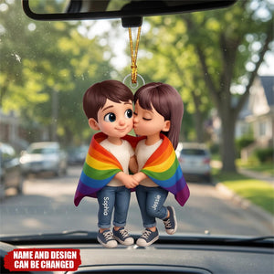 Pride Month LGBT Couple Love Is Love Personalized Acrylic Christmas Ornament