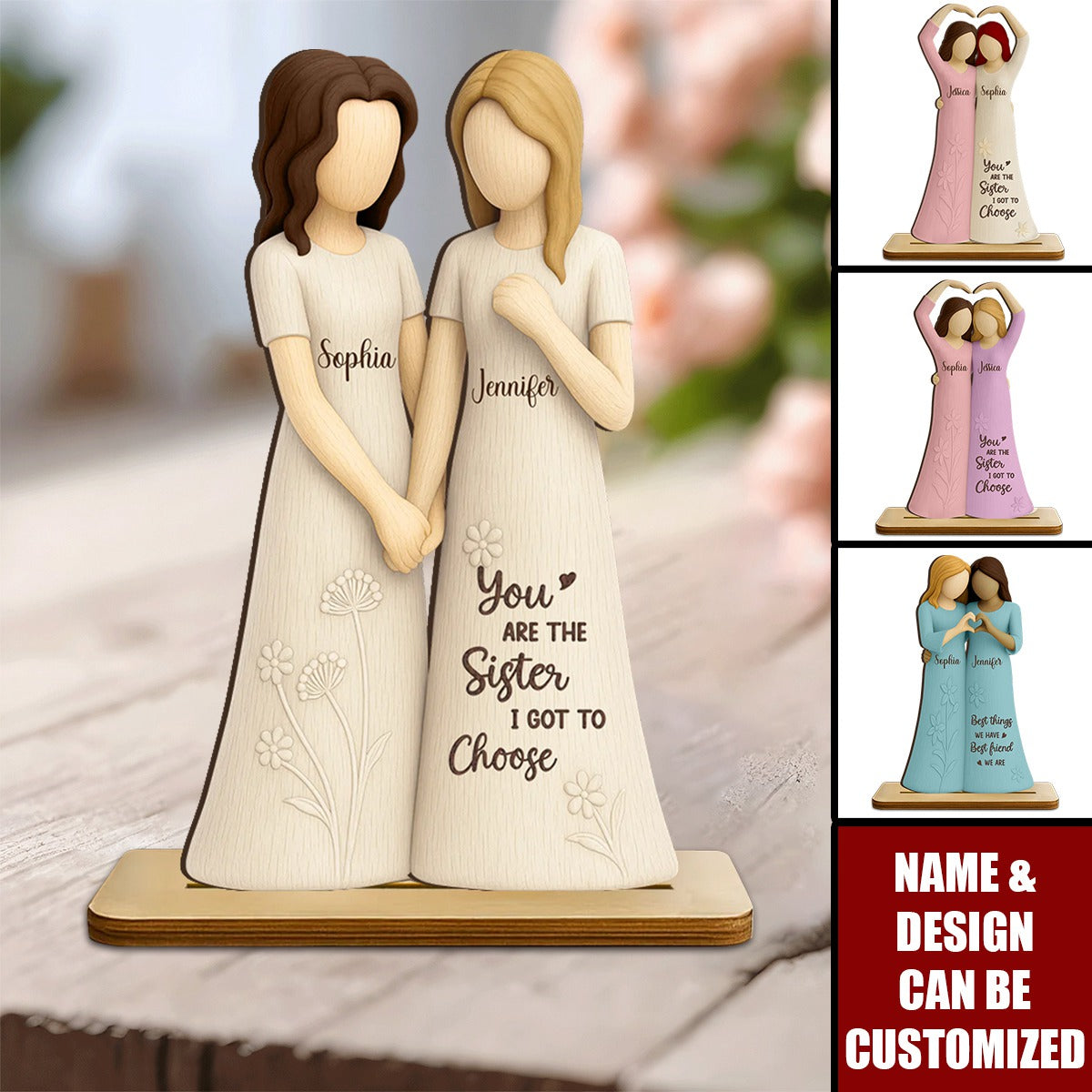 Soul Sister Friendship - Personalized Standing Wooden Plaque, Gifts For Best Friend