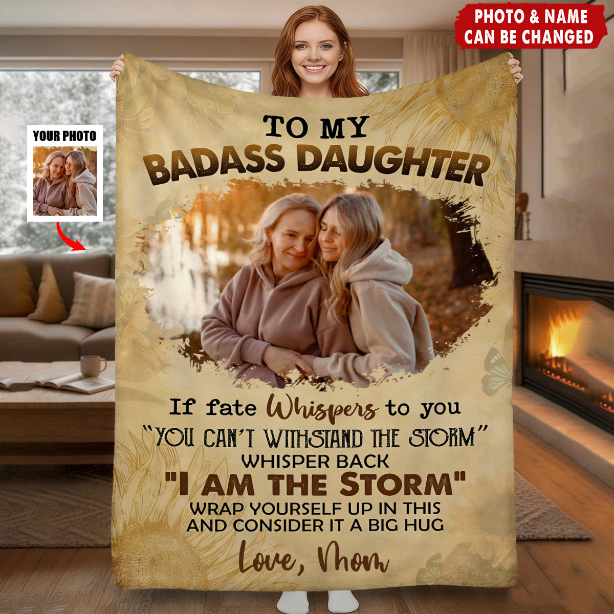 To My Badass Daughter From Dad Mom - Personalized Photo Blanket
