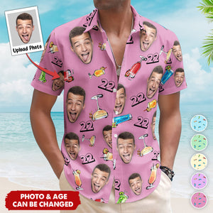 Birthday Party Drinks Custom Face Funny Birthday Gift- Custom Photo Hawaiian Shirts