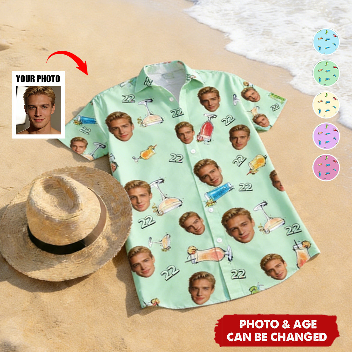 Birthday Party Drinks Custom Face Funny Birthday Gift- Custom Photo Hawaiian Shirts