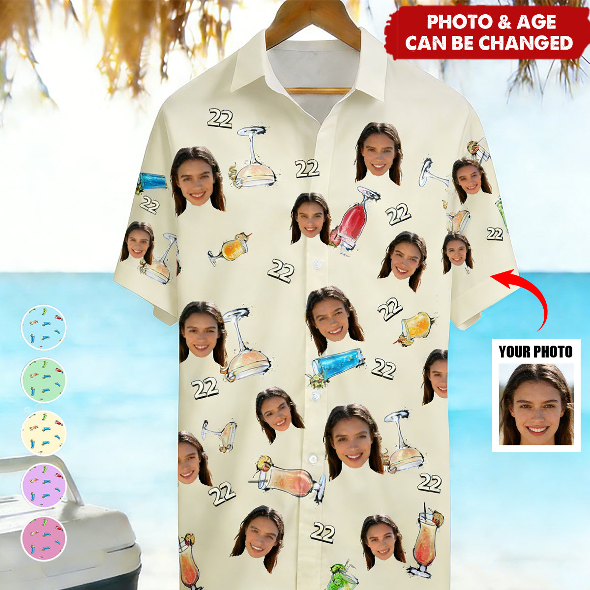 Birthday Party Drinks Custom Face Funny Birthday Gift- Custom Photo Hawaiian Shirts
