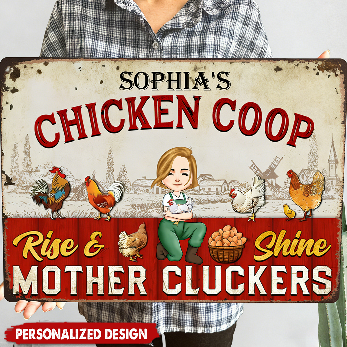 Rise And Shine Mother Cluckers - Personalized Metal Sign