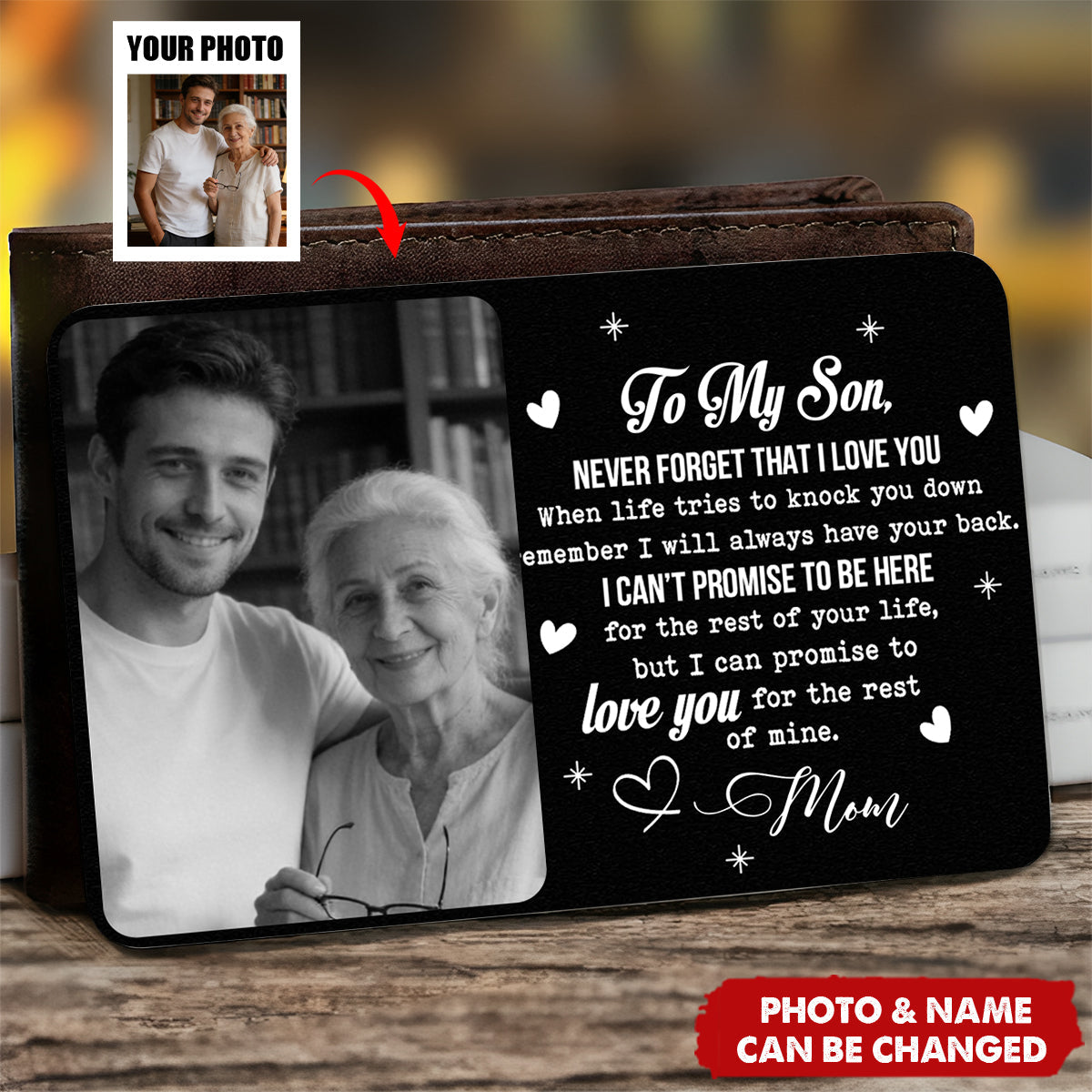Never Forget That I Love You Custom Photo Gift For Son - Personalized Wallet Card
