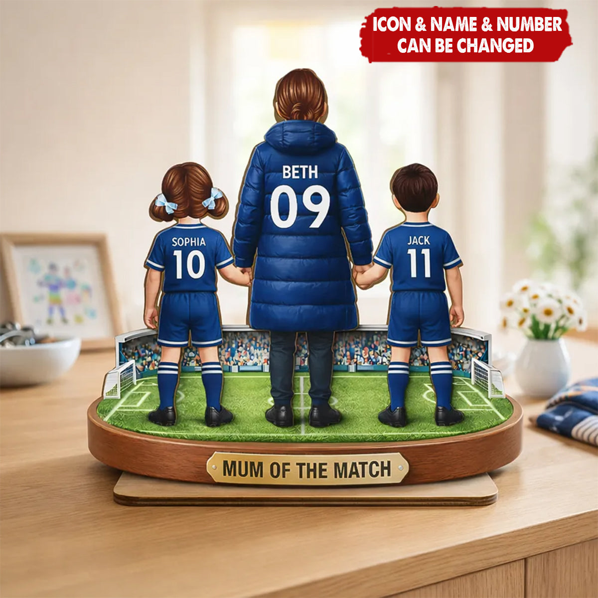 Mum Of The Match - Personalised 2-Layered Wooden Plaque – Gift For Football Mum