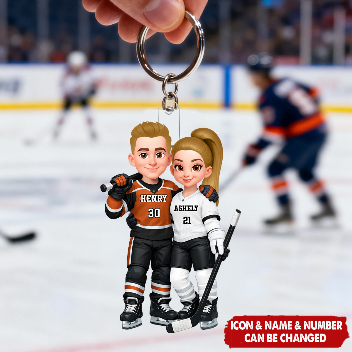 Hockey Couple I'll Always Be Your Biggest Fan Custom Action Figure - Personalized Acrylic Keychain