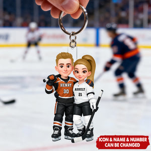Hockey Couple I'll Always Be Your Biggest Fan Custom Action Figure - Personalized Acrylic Keychain