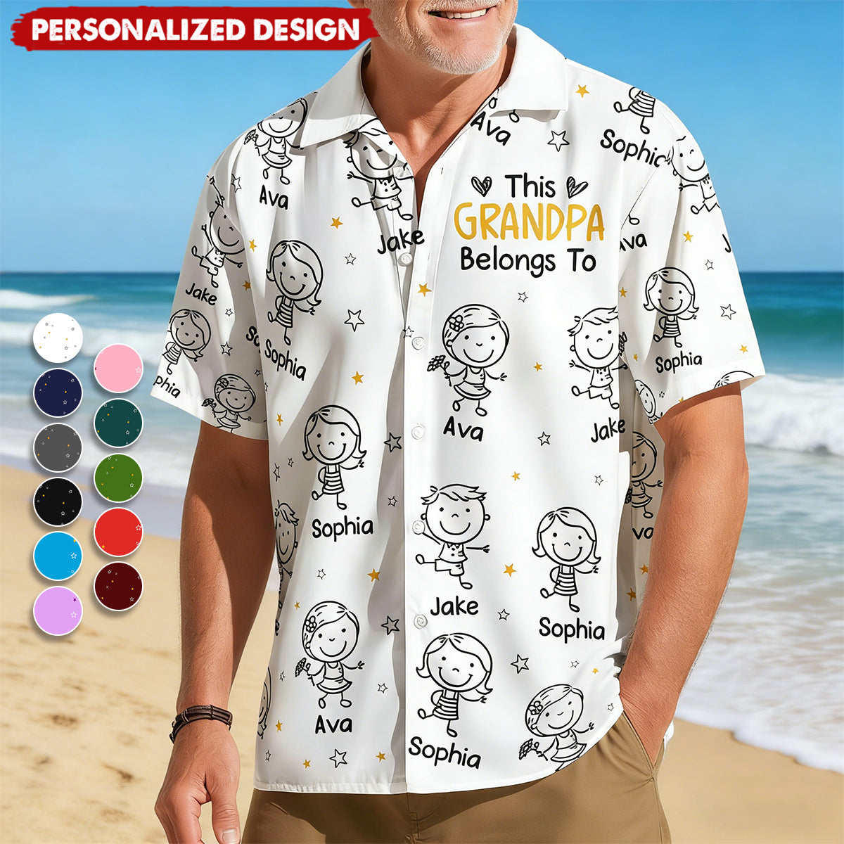 Personalized Hawaiian Shirt- This Grandpa Belongs To Doodle