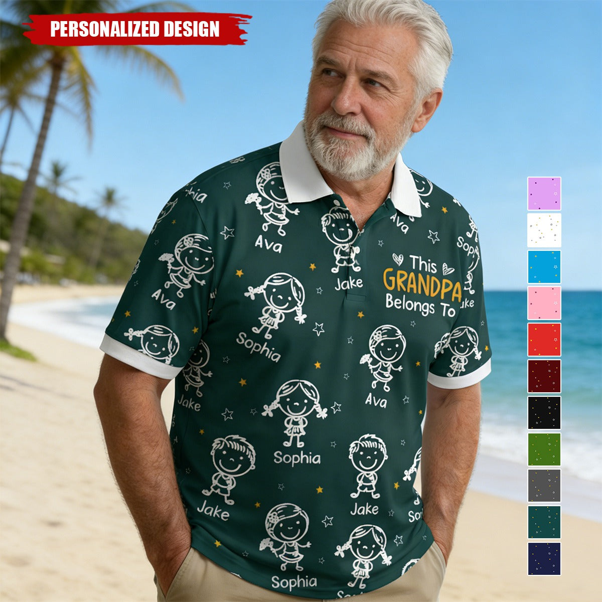This Grandpa Belongs To Doodle - Personalized Polo Shirt