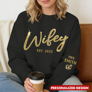 Custom Unisex Sweatshirt, Hoodie With Design On Sleeve - Personalized Anniversary Wedding Gifts For Husband And Wife, Him And Her
