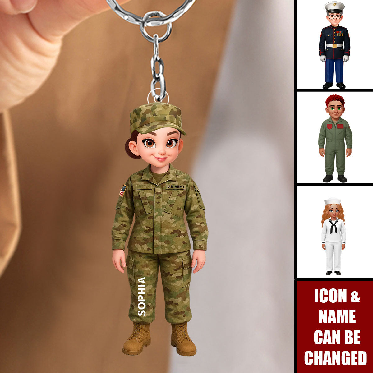 Military Action Figure - Personalized Acrylic Keychain