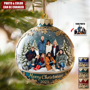 Custom Photo Acrylic Ornament -  Christmas Birthday Gifts For Family - Happiness Is Hanging Right Here