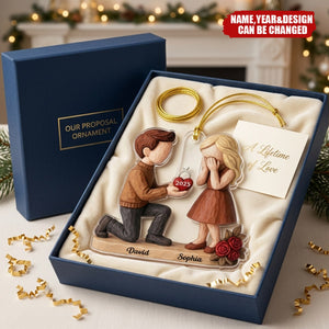Couple Marriage Proposal - Personalized Acrylic Ornament - Newly Engaged Gift, "She Said Yes!" Ornament, Just Engaged Gifts for Couples