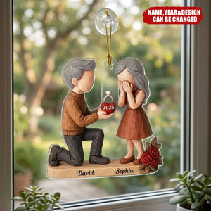 Couple Marriage Proposal - Personalized Acrylic Ornament - Newly Engaged Gift, "She Said Yes!" Ornament, Just Engaged Gifts for Couples