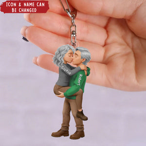 Personalized Romantic Kissing Couple Acrylic Keychain -Anniversary Wedding Gifts For Husband And Wife - Love In Every Piece