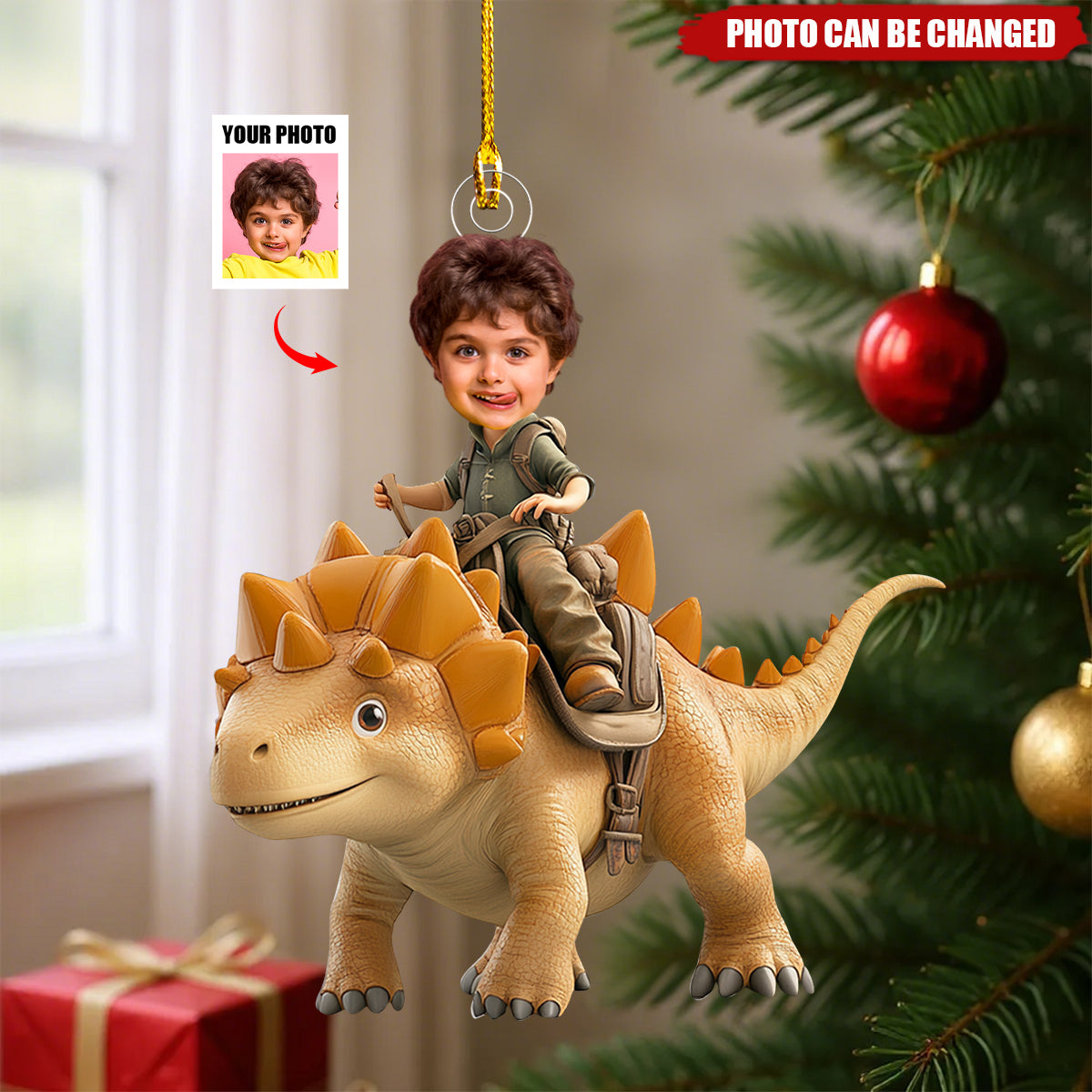 Adventure Riding Dinosaur - Favorite Dino For Kids - Personalized Acrylic Photo Ornament