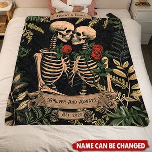 Skeleton Lovers Personalized Blanket - Gothic Wedding Custom Blanket Woven  Tapestry Spooky Wedding Anniversary Gift For Goths