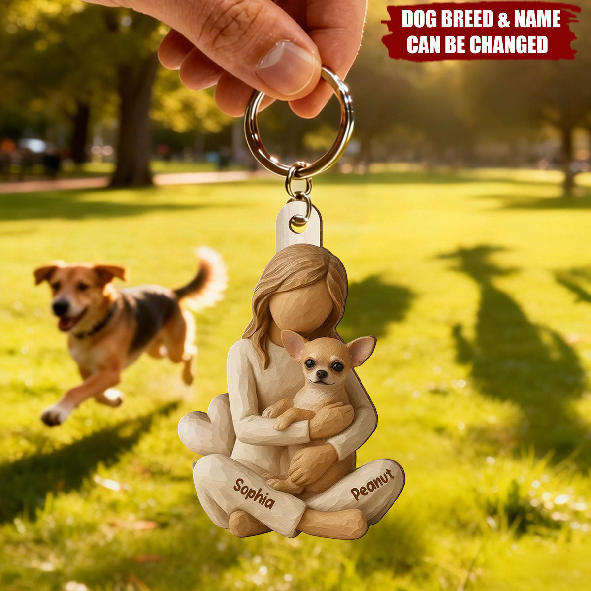Girl & Her Dog - Personalized  Acrylic Keychain - Gift For Dog Lover