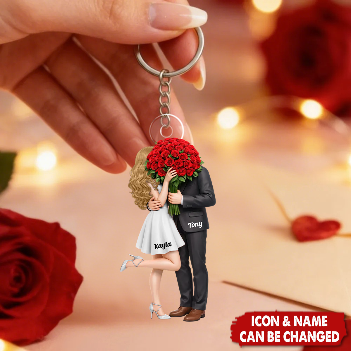 Forever Without Saying a Word Elegant Couple - Personalized Keychain - Valentine's Gift For Him, For Her, For Couple