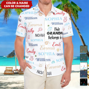 This Grandpa Belongs To Word Art - Personalized Hawaiian Shirt