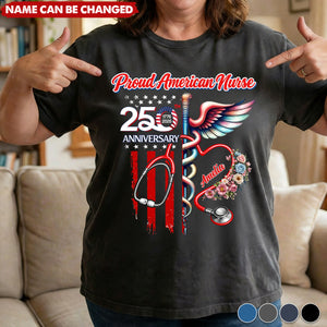 Custom Name Proud American Nurse With America 250 Dark Shirt