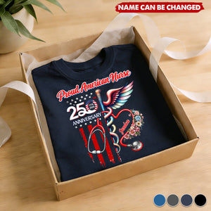 Custom Name Proud American Nurse With America 250 Dark Shirt